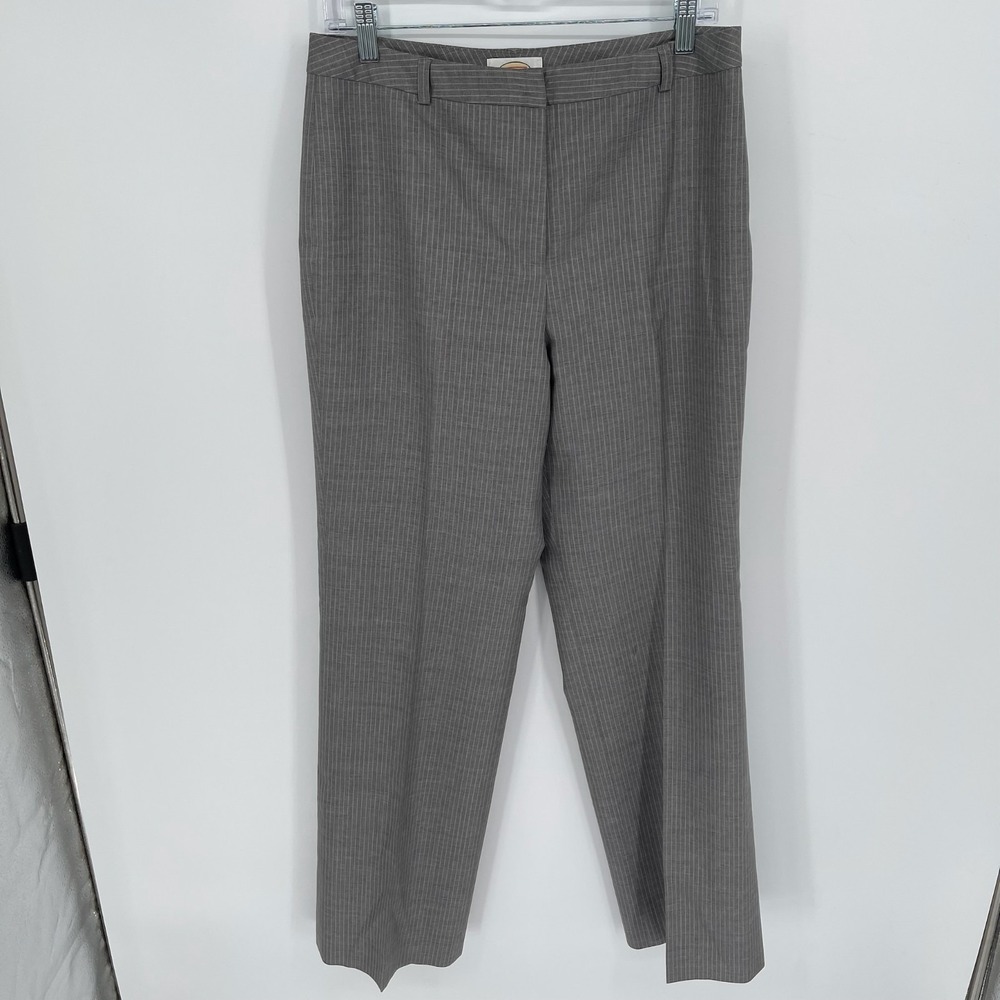 Talbots Women's Gray Pinstripe Wool Blend Straight Leg Dress Pants Size 10‎
